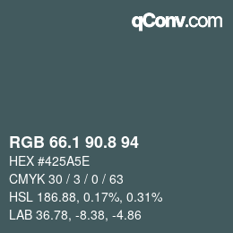 Color code: RGB 66.1 90.8 94 | qconv.com