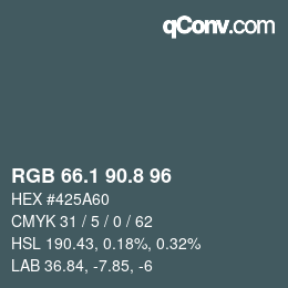 Farbcode: RGB 66.1 90.8 96 | qconv.com