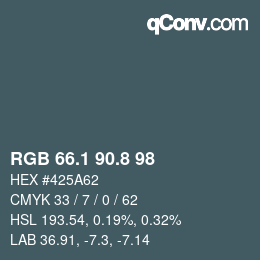 Color code: RGB 66.1 90.8 98 | qconv.com
