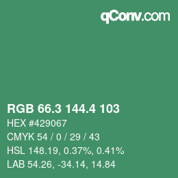 カラーコード: RGB 66.3 144.4 103 | qconv.com