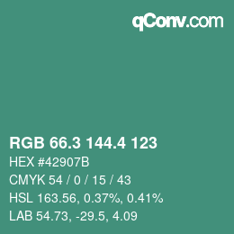 カラーコード: RGB 66.3 144.4 123 | qconv.com