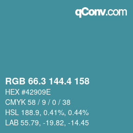 カラーコード: RGB 66.3 144.4 158 | qconv.com