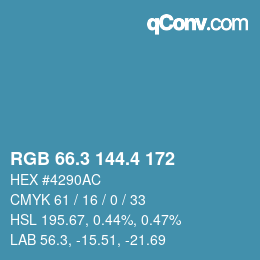 カラーコード: RGB 66.3 144.4 172 | qconv.com