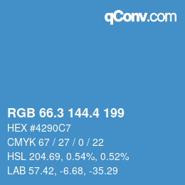 カラーコード: RGB 66.3 144.4 199 | qconv.com