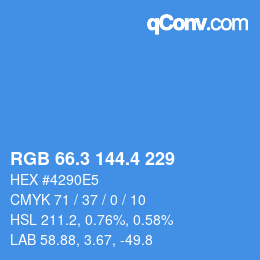 カラーコード: RGB 66.3 144.4 229 | qconv.com