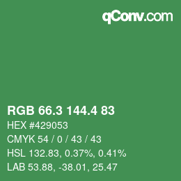 カラーコード: RGB 66.3 144.4 83 | qconv.com