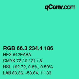 カラーコード: RGB 66.3 234.4 186 | qconv.com