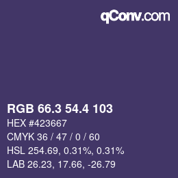 カラーコード: RGB 66.3 54.4 103 | qconv.com