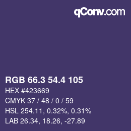 カラーコード: RGB 66.3 54.4 105 | qconv.com