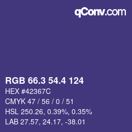 カラーコード: RGB 66.3 54.4 124 | qconv.com