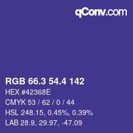 カラーコード: RGB 66.3 54.4 142 | qconv.com