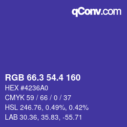 カラーコード: RGB 66.3 54.4 160 | qconv.com