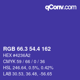 カラーコード: RGB 66.3 54.4 162 | qconv.com