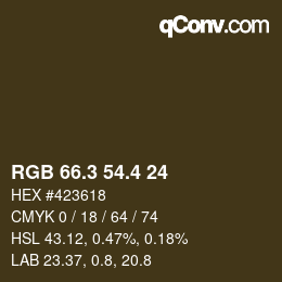 カラーコード: RGB 66.3 54.4 24 | qconv.com