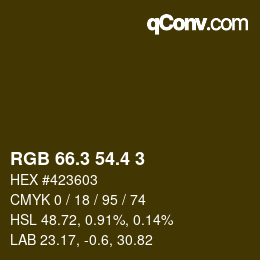 カラーコード: RGB 66.3 54.4 3 | qconv.com