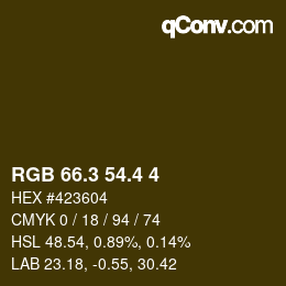 カラーコード: RGB 66.3 54.4 4 | qconv.com