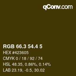 カラーコード: RGB 66.3 54.4 5 | qconv.com