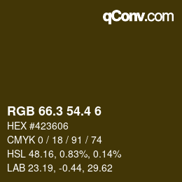 カラーコード: RGB 66.3 54.4 6 | qconv.com
