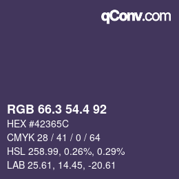 カラーコード: RGB 66.3 54.4 92 | qconv.com