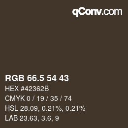 Color code: RGB 66.5 54 43 | qconv.com