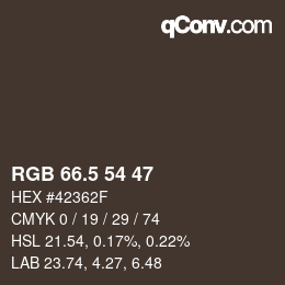Color code: RGB 66.5 54 47 | qconv.com