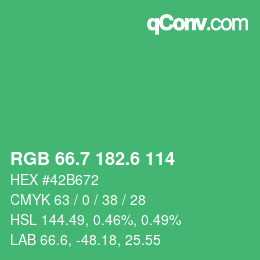 カラーコード: RGB 66.7 182.6 114 | qconv.com