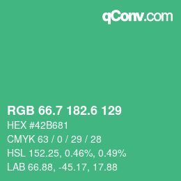 カラーコード: RGB 66.7 182.6 129 | qconv.com