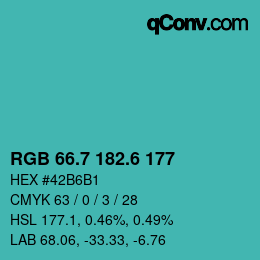 カラーコード: RGB 66.7 182.6 177 | qconv.com