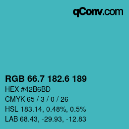 カラーコード: RGB 66.7 182.6 189 | qconv.com