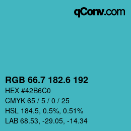 カラーコード: RGB 66.7 182.6 192 | qconv.com