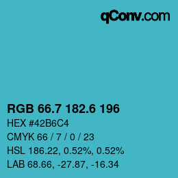 カラーコード: RGB 66.7 182.6 196 | qconv.com