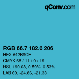 カラーコード: RGB 66.7 182.6 206 | qconv.com