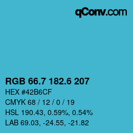 カラーコード: RGB 66.7 182.6 207 | qconv.com