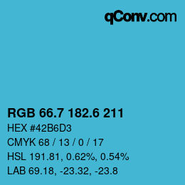 カラーコード: RGB 66.7 182.6 211 | qconv.com