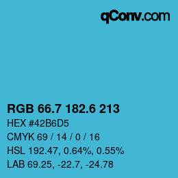 カラーコード: RGB 66.7 182.6 213 | qconv.com