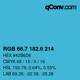 カラーコード: RGB 66.7 182.6 214 | qconv.com