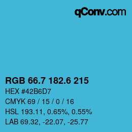 カラーコード: RGB 66.7 182.6 215 | qconv.com