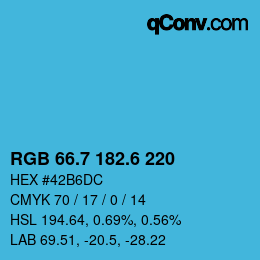 カラーコード: RGB 66.7 182.6 220 | qconv.com