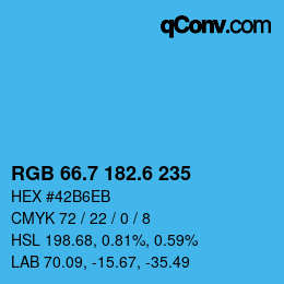 カラーコード: RGB 66.7 182.6 235 | qconv.com