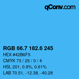 カラーコード: RGB 66.7 182.6 245 | qconv.com