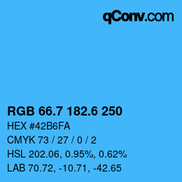 カラーコード: RGB 66.7 182.6 250 | qconv.com