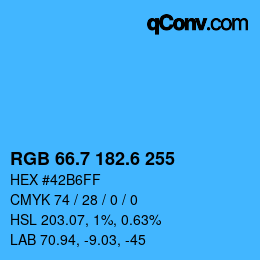 カラーコード: RGB 66.7 182.6 255 | qconv.com