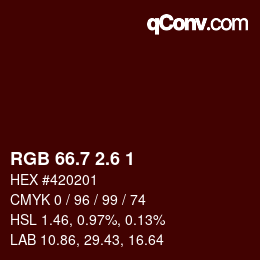 カラーコード: RGB 66.7 2.6 1 | qconv.com