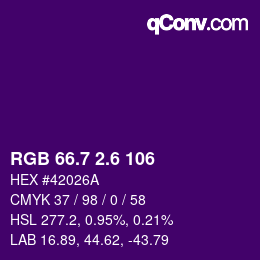 カラーコード: RGB 66.7 2.6 106 | qconv.com