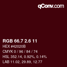 カラーコード: RGB 66.7 2.6 11 | qconv.com