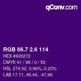 カラーコード: RGB 66.7 2.6 114 | qconv.com