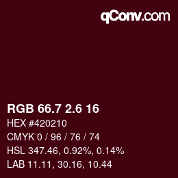 カラーコード: RGB 66.7 2.6 16 | qconv.com