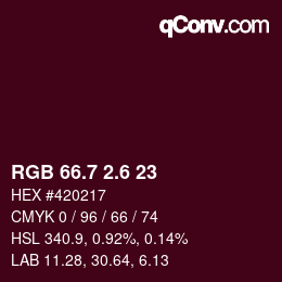 カラーコード: RGB 66.7 2.6 23 | qconv.com