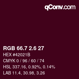 カラーコード: RGB 66.7 2.6 27 | qconv.com