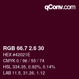 カラーコード: RGB 66.7 2.6 30 | qconv.com